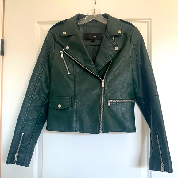 Green ‘leather’ moto jacket - Picture 1 of 4